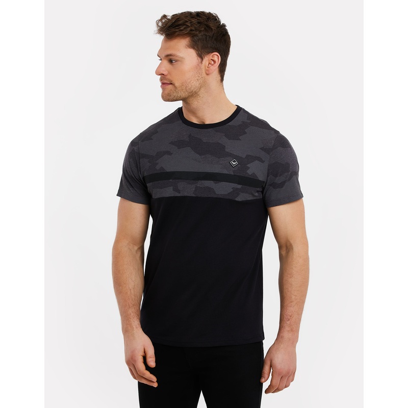 Charcoal Grey Camo Panel T-Shirt Charcoal Grey S