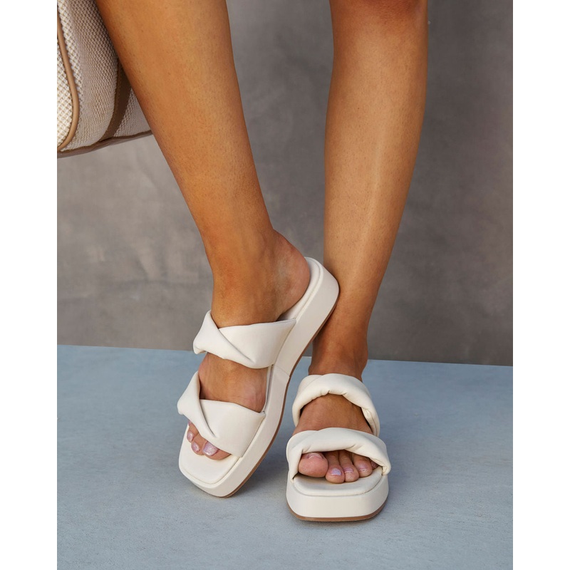 Corey Strap Platform Sandals Cream 10