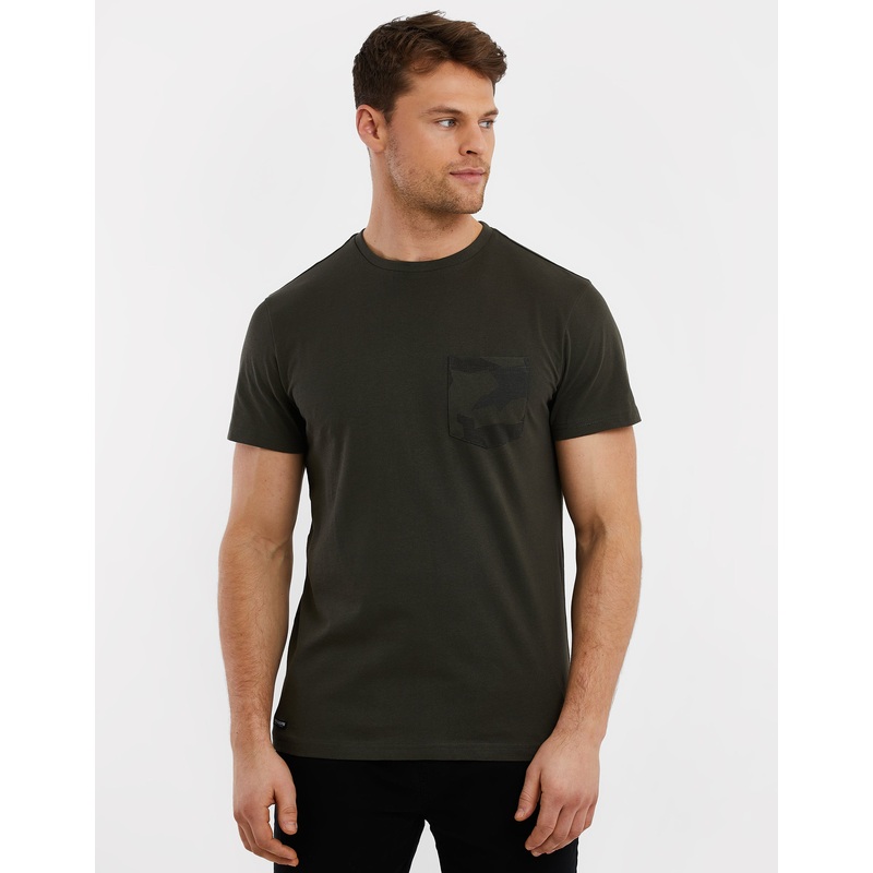 Dark Khaki Green Crew Neck T-Shirt Dark Khaki Green S