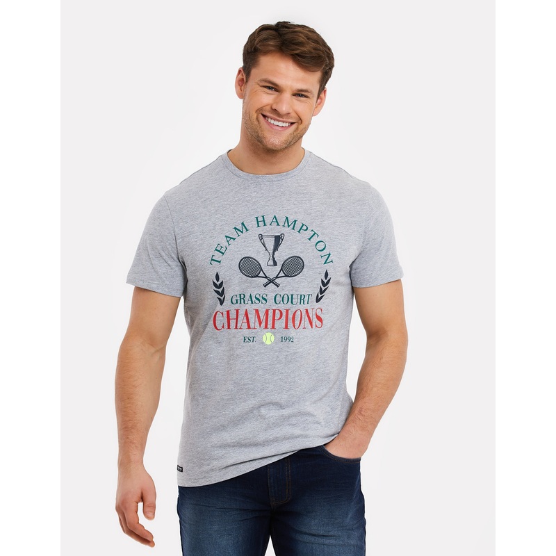 Grey Tennis Graphic Print T-Shirt Grey Marl S