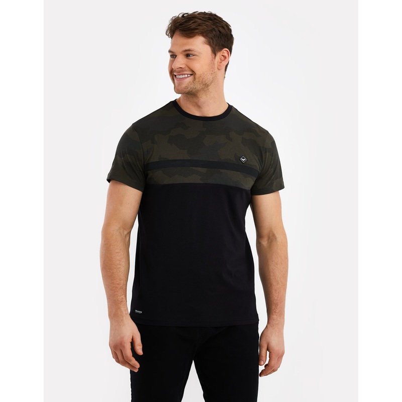 Khaki Green Camo Panel T-Shirt Khaki Green S