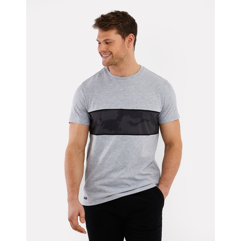 Light Grey Camo Stripe T-Shirt Grey Marl S