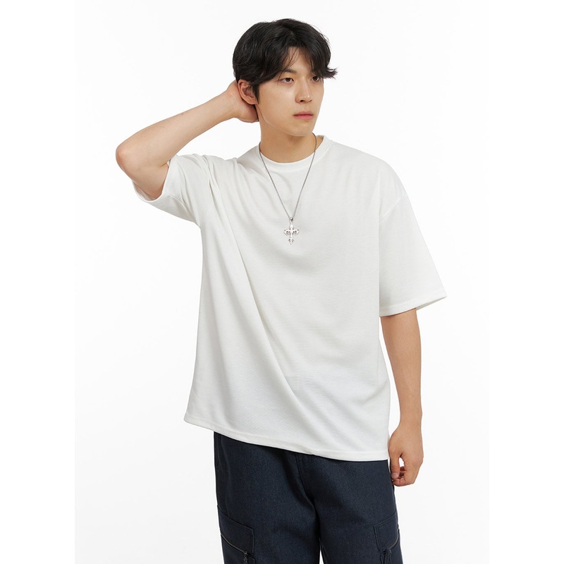 Men’s Basic Round Neck T-Shirt IG409 White M