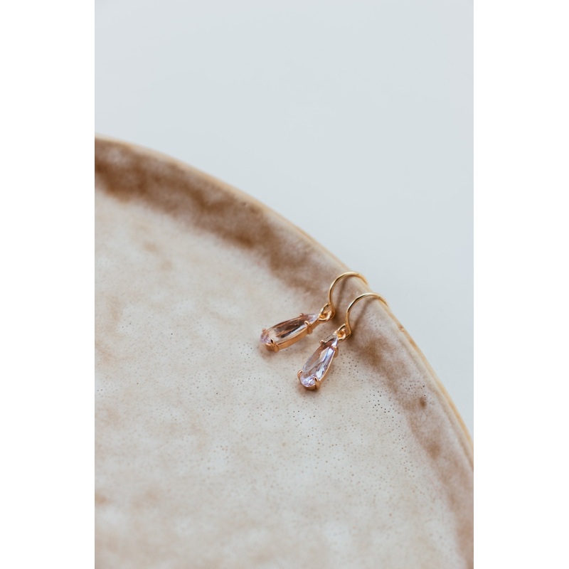 Small Elongated Teardrop Crystal Earring – Alexandrite/Gold
