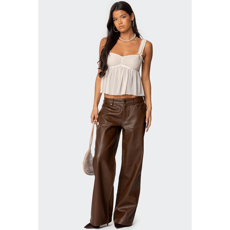 Tatiana Faux Leather Pants BROWN XS