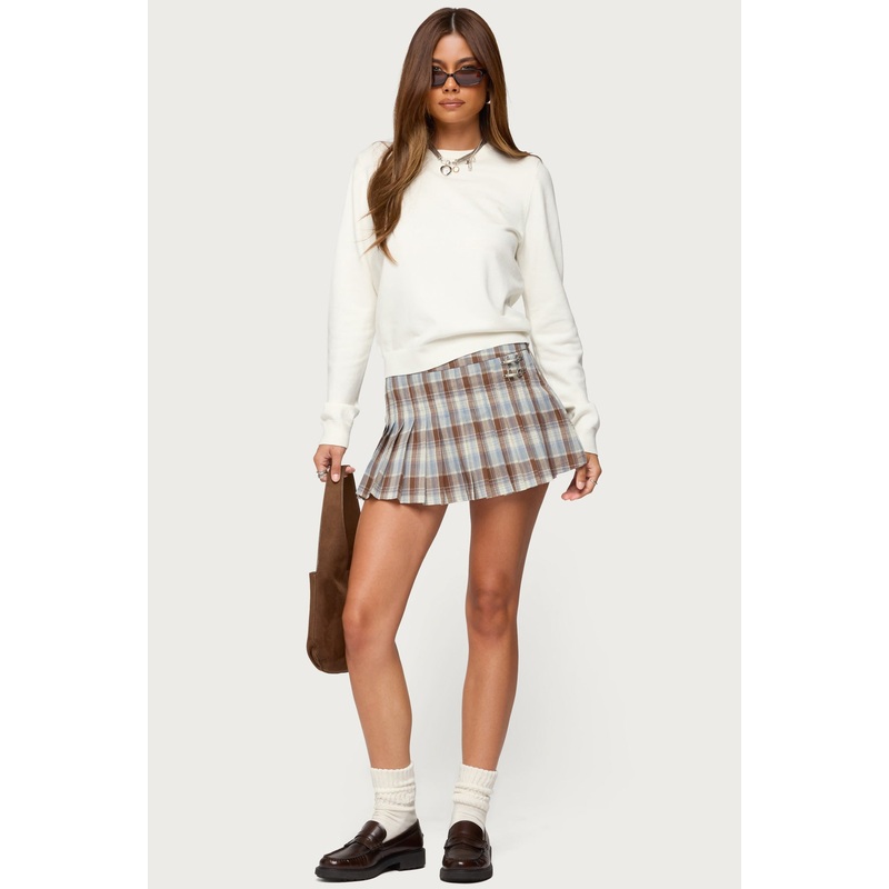 Tracy Plaid Pleated Mini Skirt MIX XS