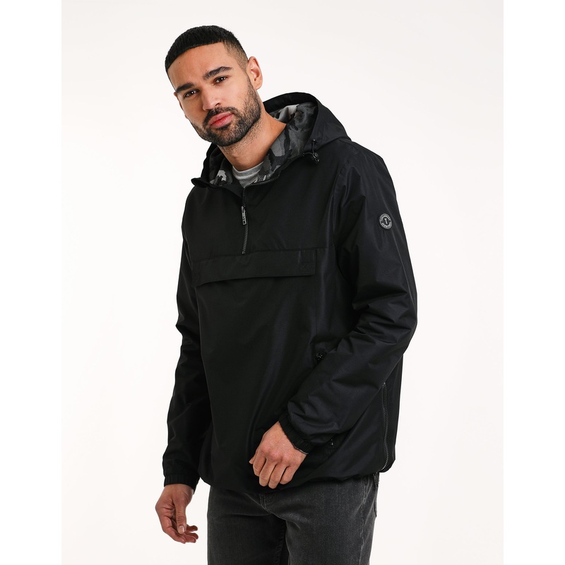 Black Quarter Zip Hooded Jacket Black S