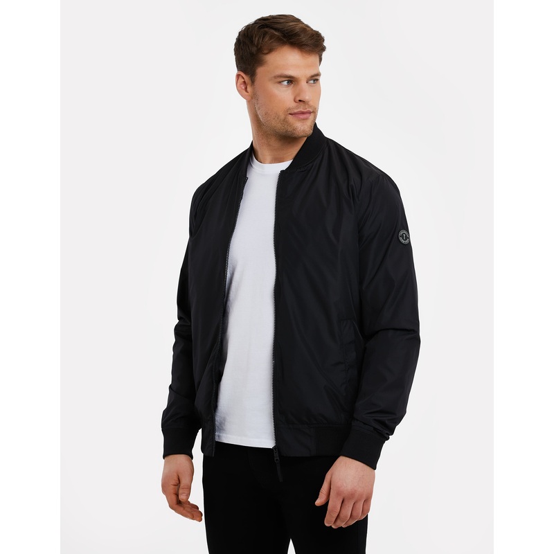 Black Zip Up Bomber Jacket Black S