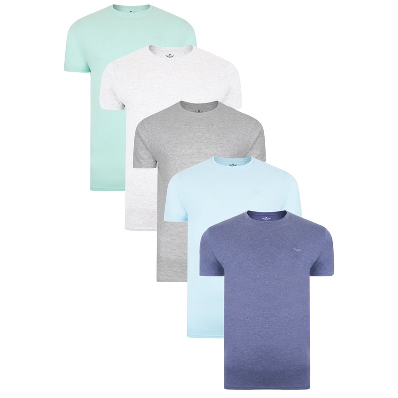 Blue Mix Cotton Rich T-Shirts (5 Pack) Blue Mix S