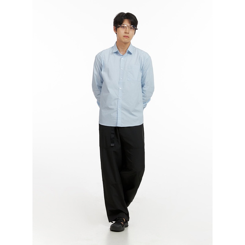Men’s Belted Wide Leg Trousers IG409 Black M/L