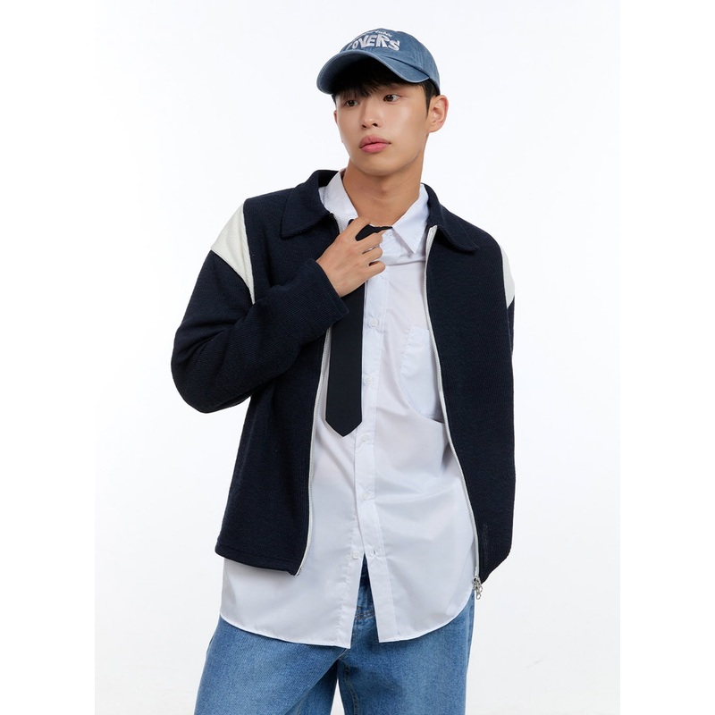 Men’s Knit Zip-Up Jacket IG416 Dark blue M/L