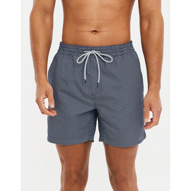 Navy Printed Swim Shorts Navy S
