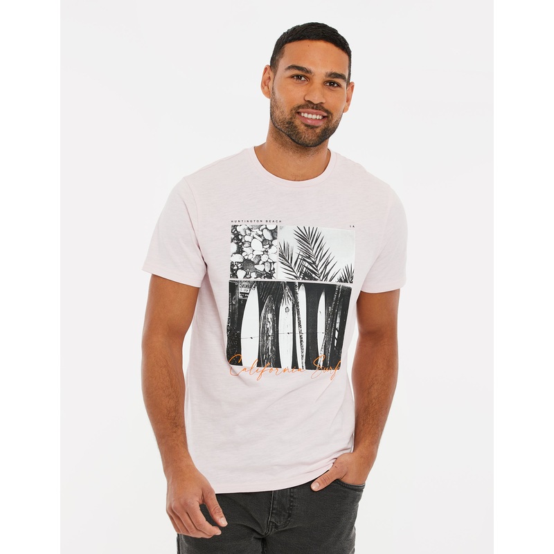 Pink Surfer Graphic Print T-Shirt Pink S