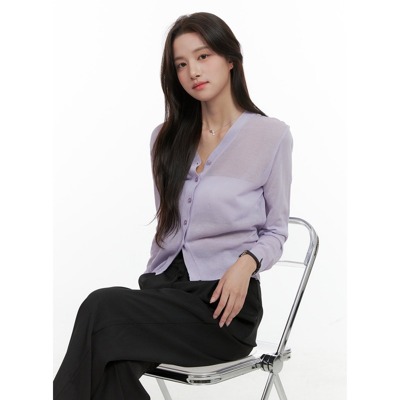 Sheer Chic Cardigan OG409 Purple S/M