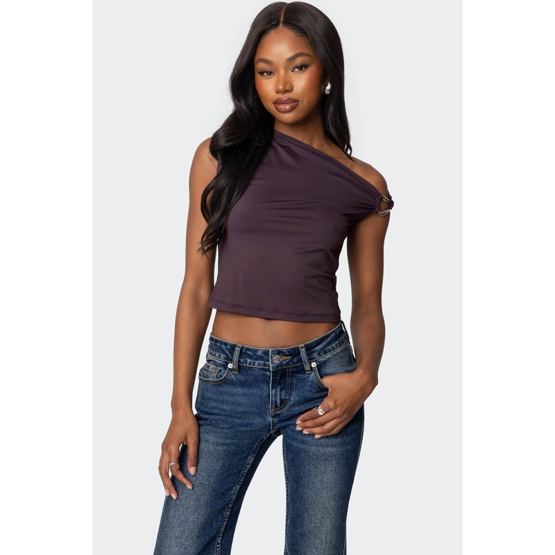 Abstract Metal Ring Asymmetric Top PURPLE XS