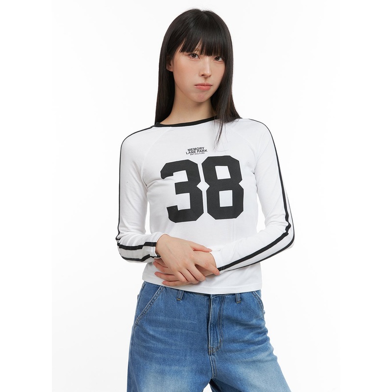 Blokecore Cotton Lettering Raglan Crop Top CG420 White S/M