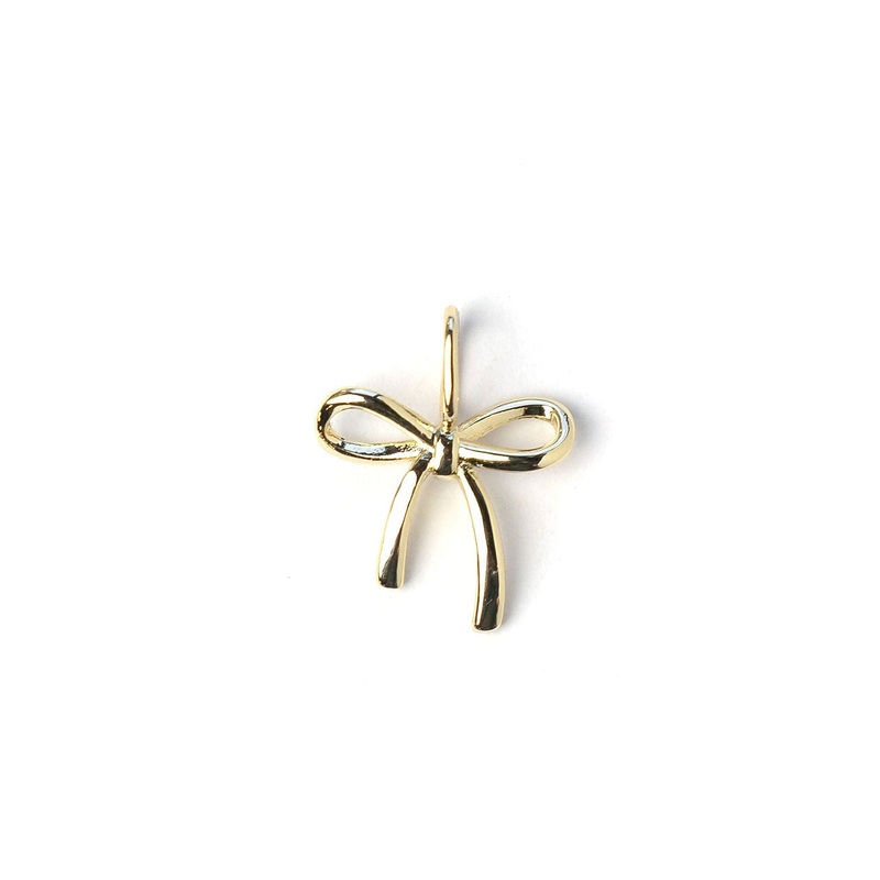 Elegant Bow 14k Plated Charm Gold O/S