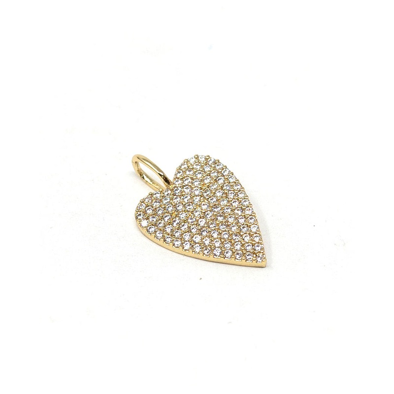 Embellished Heart 14k Plated Rhinestone Charm Gold O/S