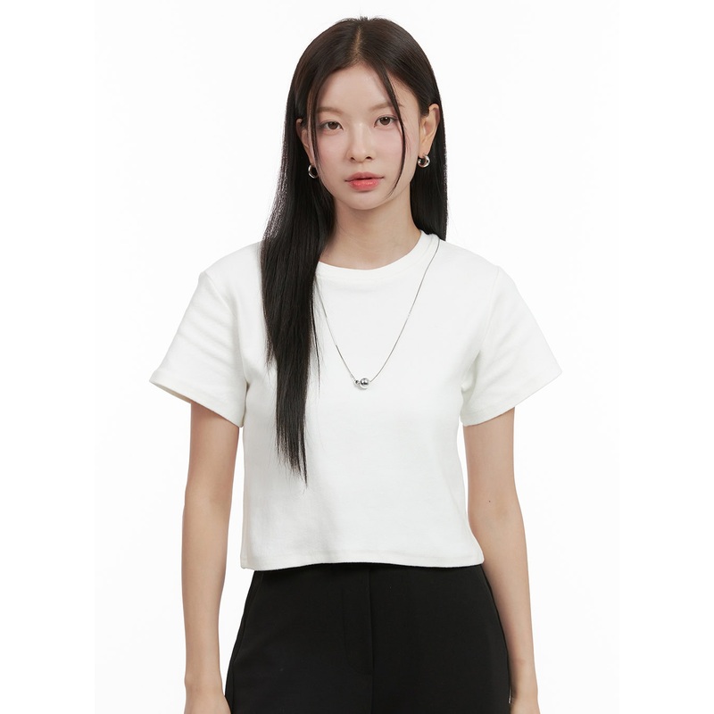 Essential Cotton Crop Tee OG416 White S/M
