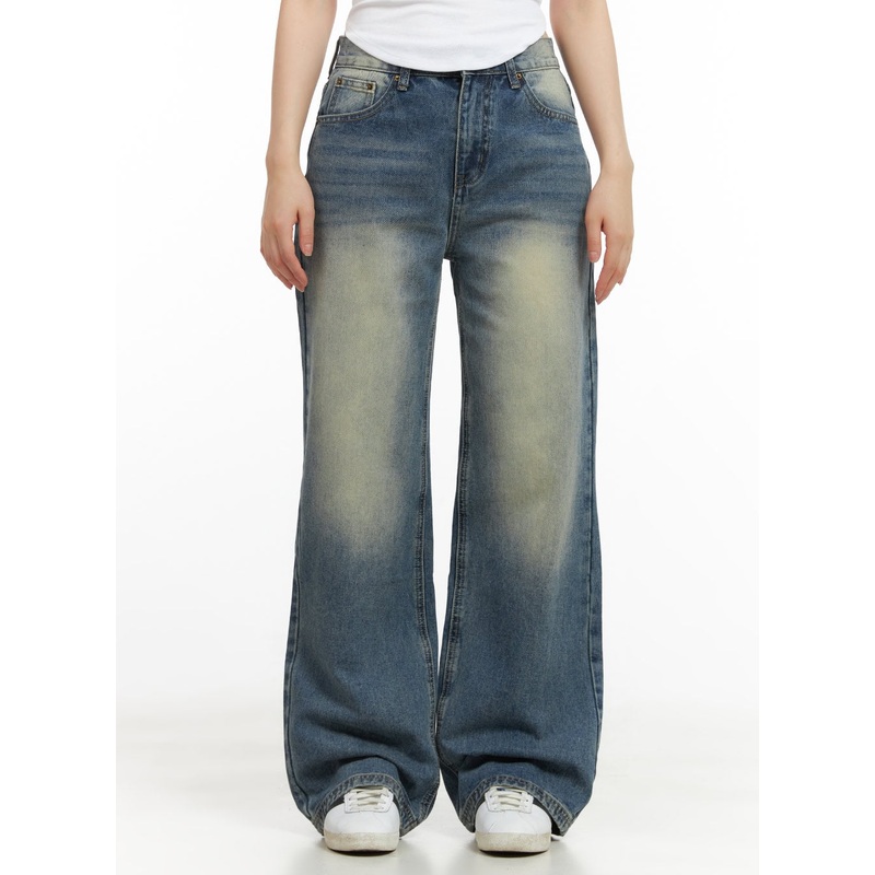 Lexi Vintage Washed Wide Fit Baggy Jeans CG420 Blue S