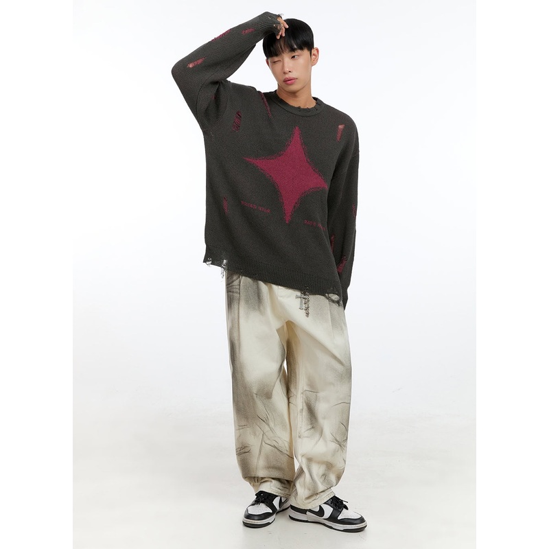 Men’s Acubi Pintuck Washed Baggy Pants IG421 White S