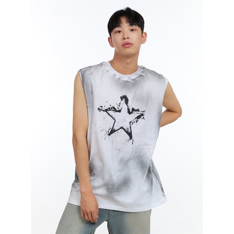Men’s Star Graphic Tank Top IG416 White M/L