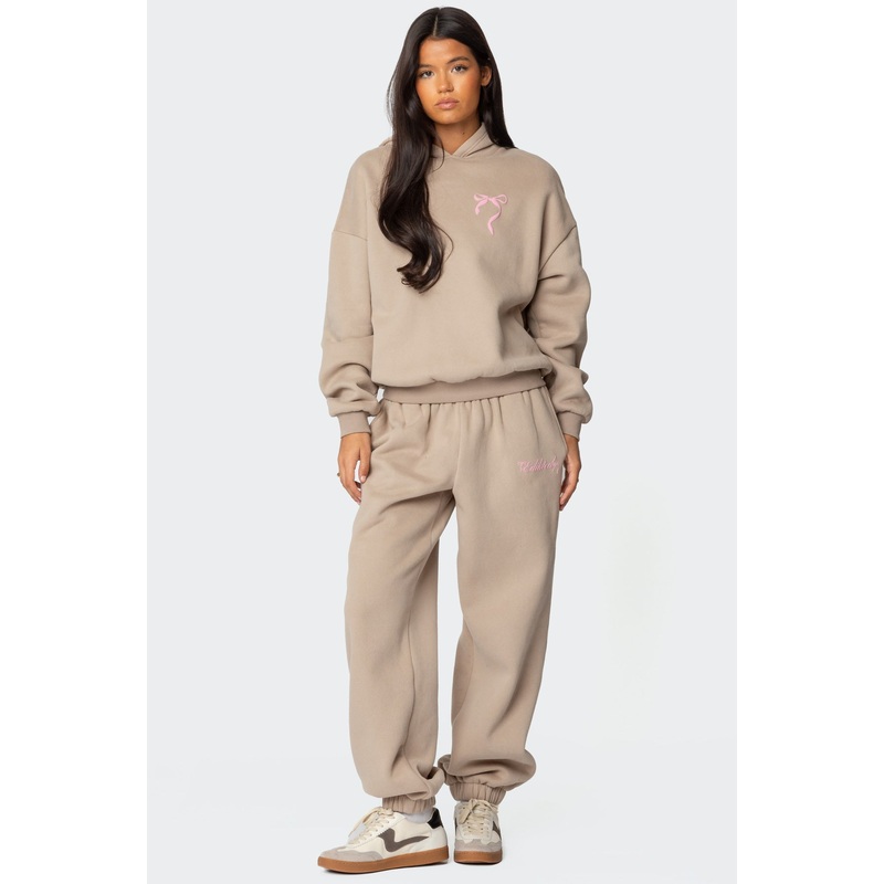 Sasha Bow Detail Sweatpants BEIGE XS