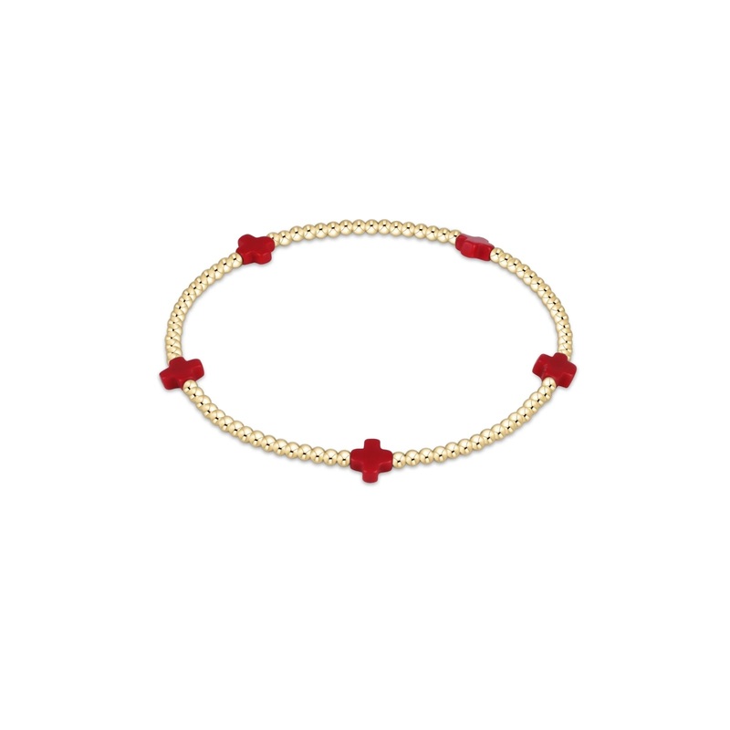 enewton Signature Cross 2mm Bead Bracelet Red