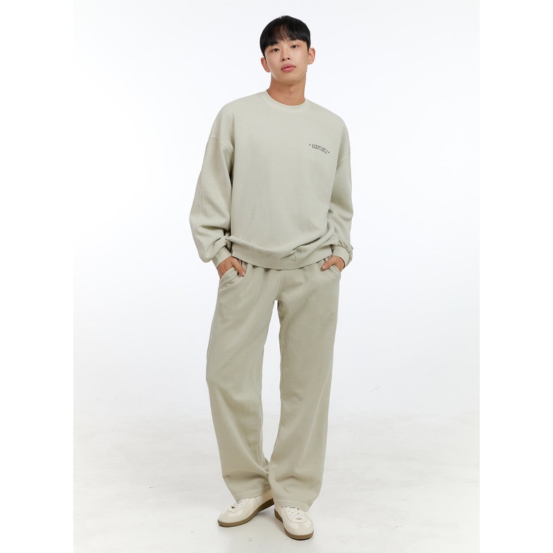 Men’s Washed Cotton Sweatpants (Beige) IG422 Beige M