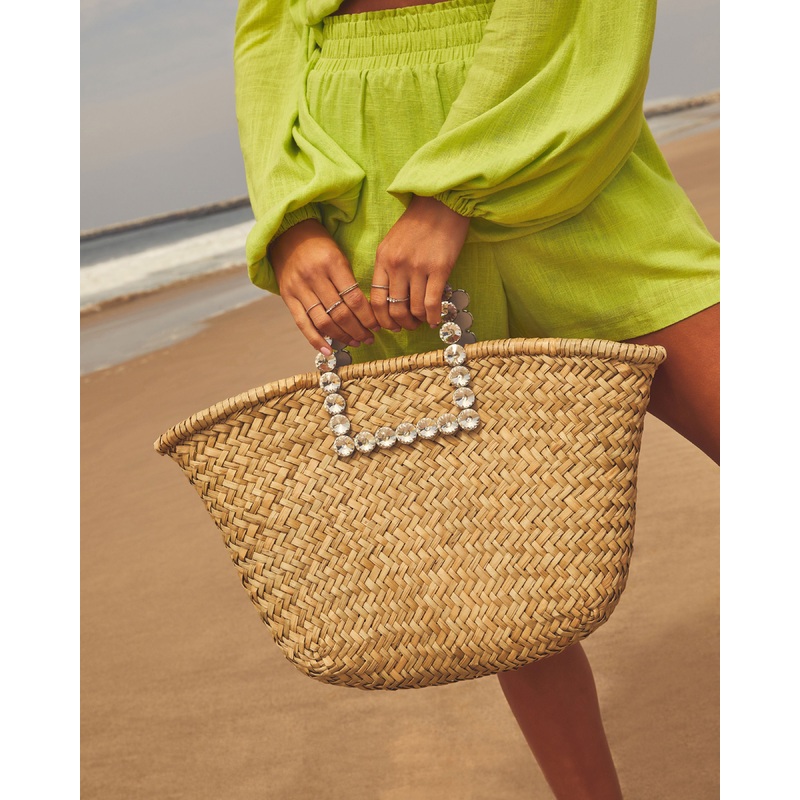 Shorebound Sturdy Woven Raffia Beach Tote Natural O/S