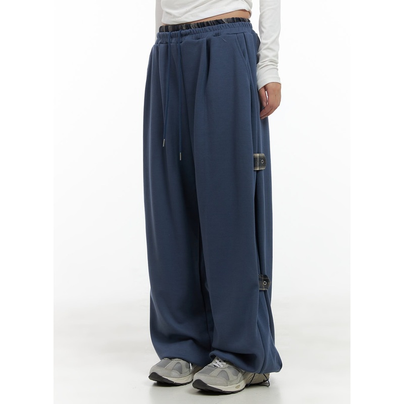Side Buckle Oversized Sweatpants CG423 Dark blue S/M