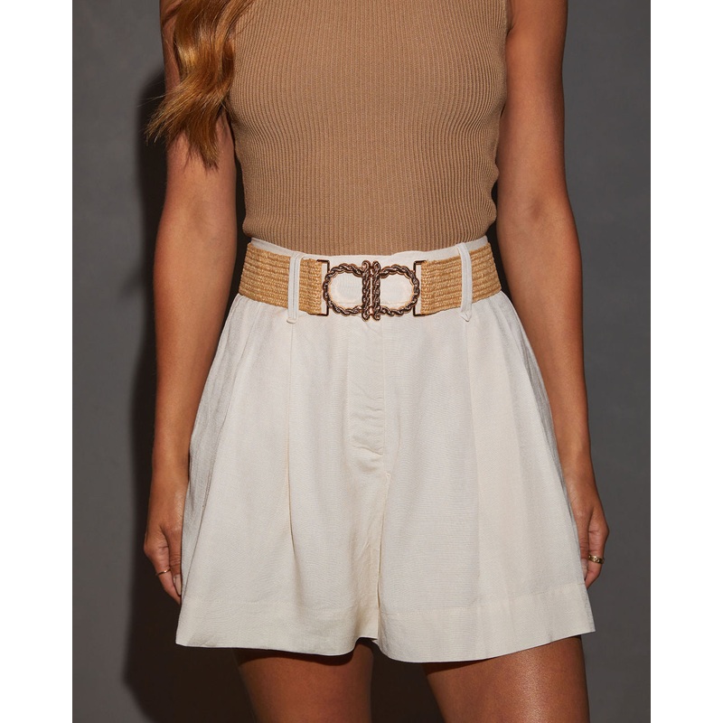Staci Straw Stretch Belt Tan O/S