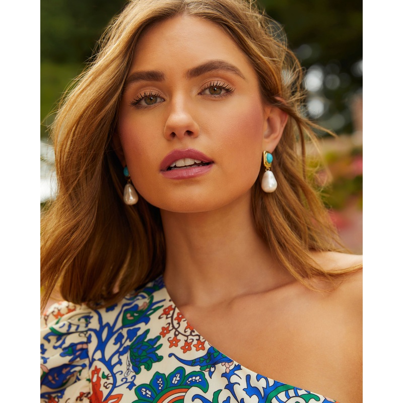 Tidal 18k Gold Plated Drop Earrings Turquoise O/S