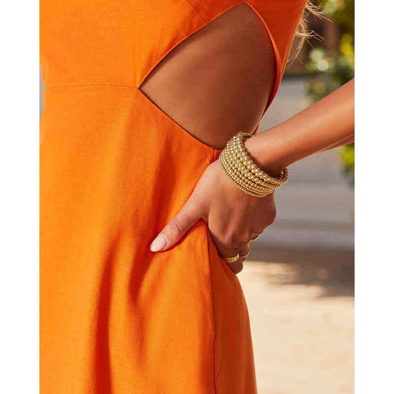 Beaded 18k Gold Plated Bangles Gold O/S