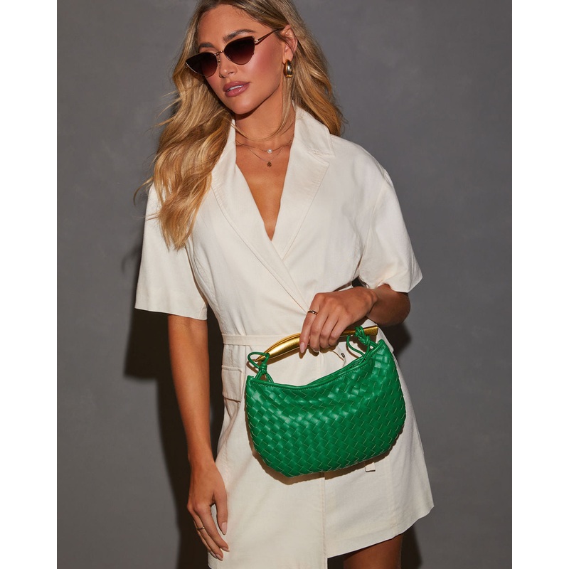 Brunch Date Woven Crossbody Bag Kelly Green O/S