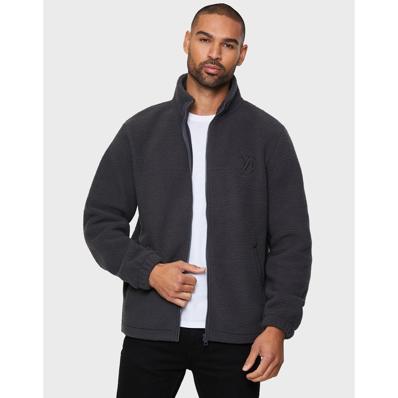 Charcoal Grey Faux Borg Jacket Charcoal Grey S