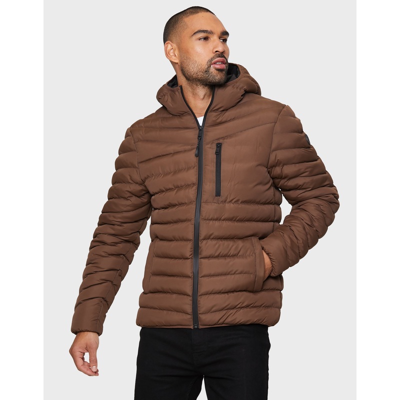 Chocolate BrownHooded Puffer Jacket Chocolate Brown S
