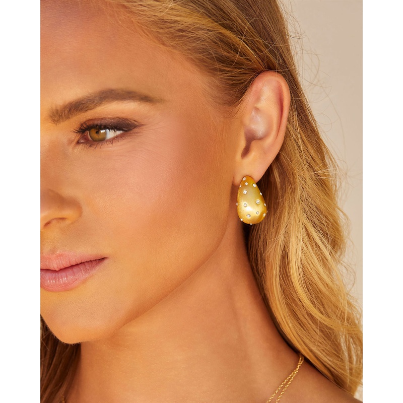 Glamour Chunky Rhinestone Studs Gold O/S
