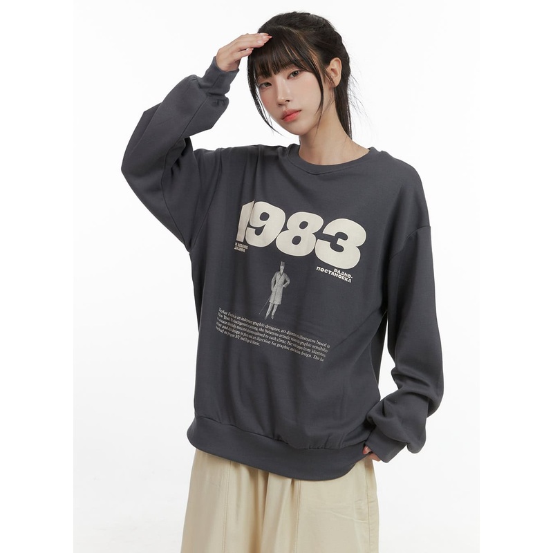 Lettering Oversized Sweatshirt CG430 Dark gray S/M