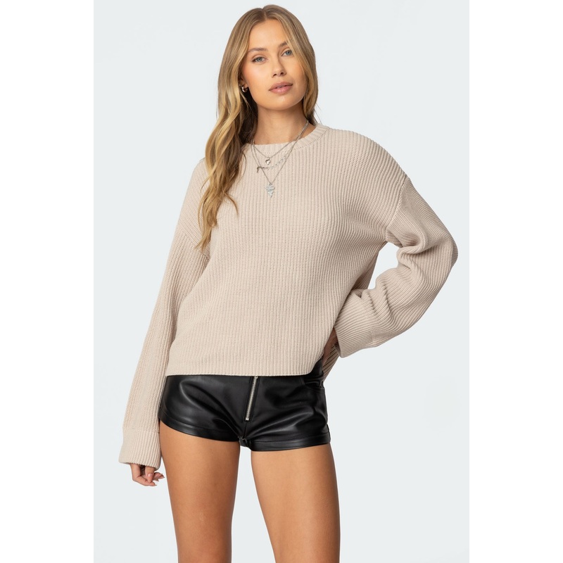 Marleen Oversized Knit Sweater STONE XS