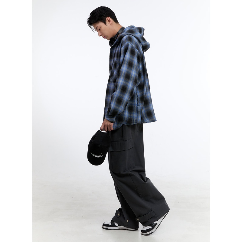 Men’s Wide Fit Cargo Cotton Pants IG428 Dark gray M/L