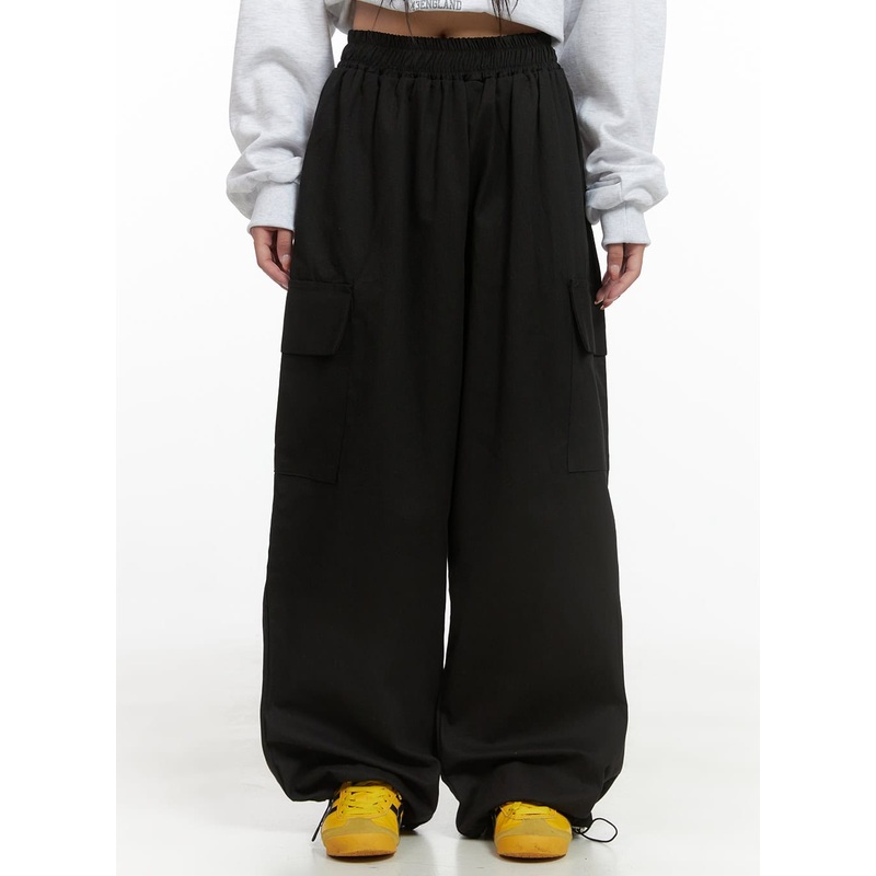 Wide Fit Cargo Cotton Pants CS403 Black S/M
