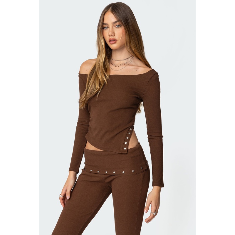 Aries Studded Asymmetric Top BROWN XS