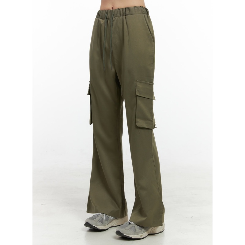 Banded Pocket Boot-Cut Cargo Pants OS410 Dark green S/M