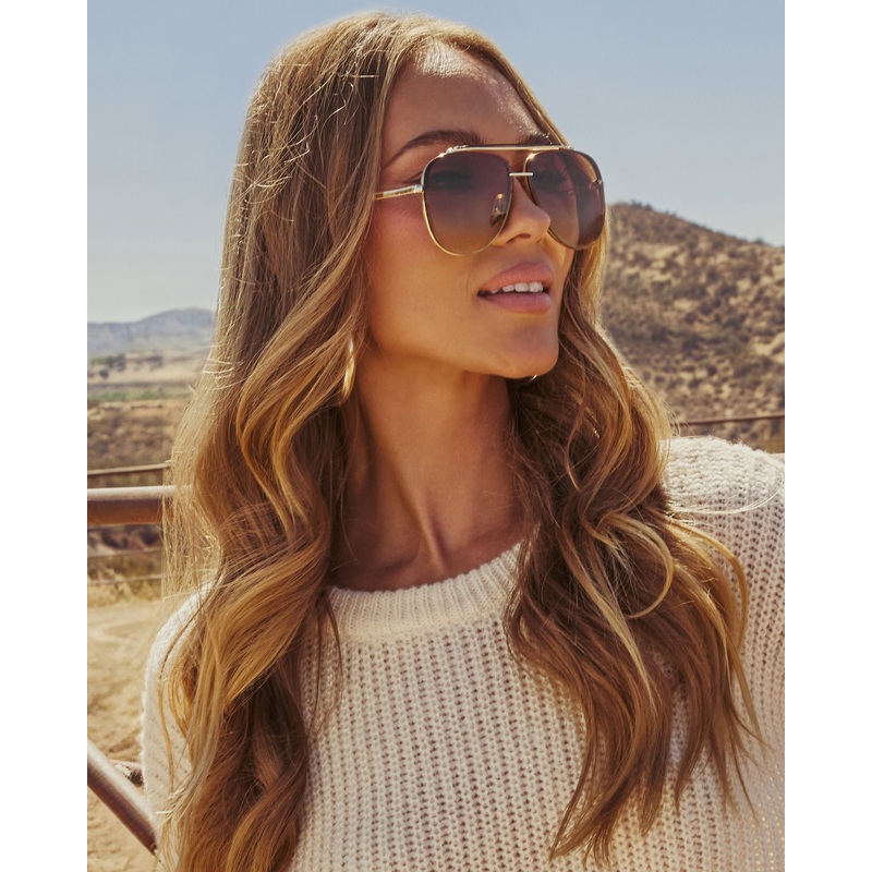 Berlin Ombre Oversized Aviator Sunglasses Gold O/S