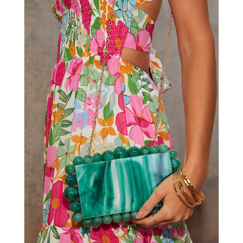 Cava Acrylic Hard Case Clutch Green O/S