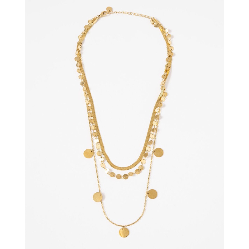 Elena Coin Station Layered Necklace Gold O/S