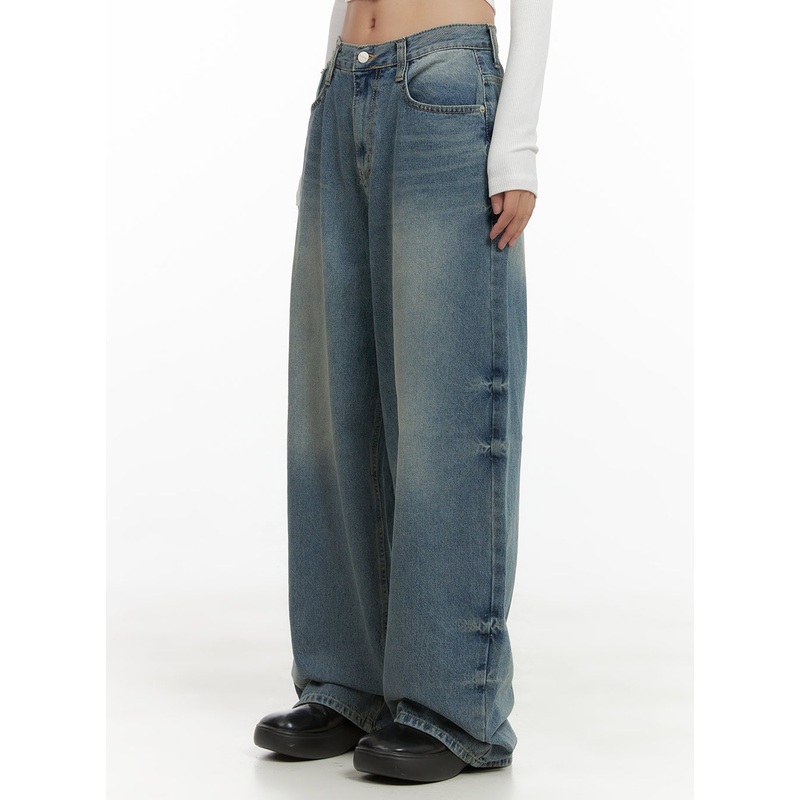 Indie Wide-Leg Washed Denim Jeans CS405 Blue 1XS