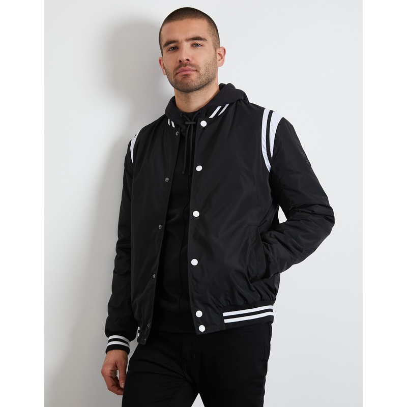 Black Varsity Style Bomber Jacket Black S
