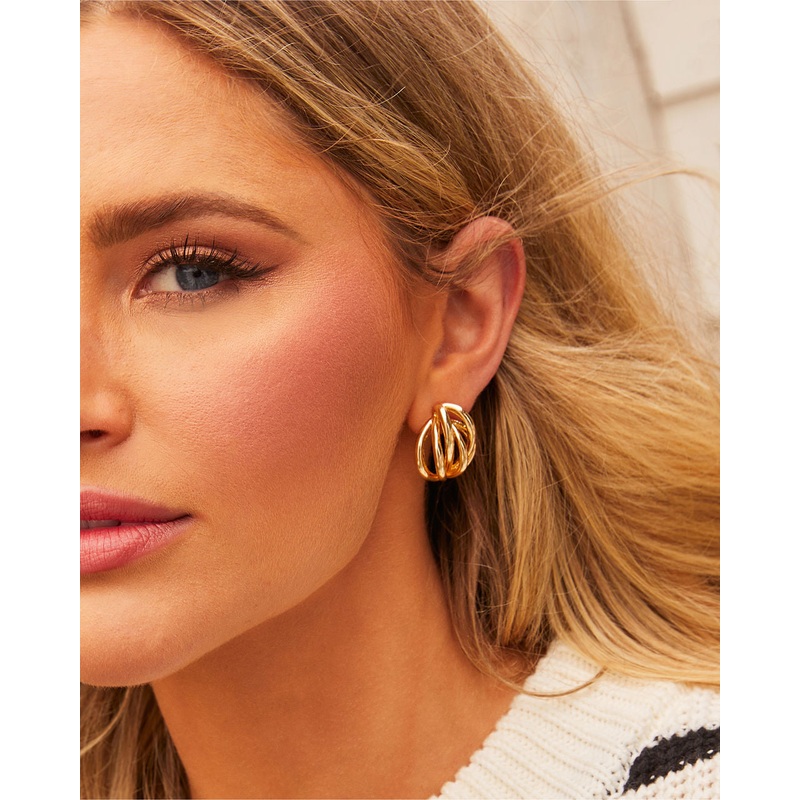 Eva Cluster Stud Earrings Gold O/S